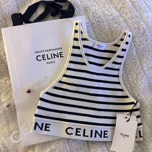 Celine Black and White Striped Crop Top